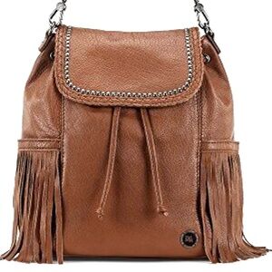 The Sak Avalon Fringed Convertible Backpack Handbag, Sierra Brown nwt